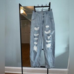 Dance & Marvel Light Blue Distressed Straight Leg Jeans